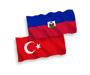 Flags of Turkey and Republic of Haiti on a white background