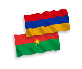 Flags of Burkina Faso and Armenia on a white background