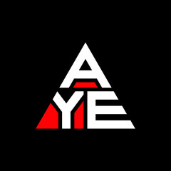 AYE triangle letter logo design with triangle shape. AYE triangle logo design monogram. AYE triangle vector logo template with red color. AYE triangular logo Simple, Elegant, and Luxurious Logo. AYE 