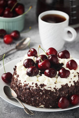 A traditional German chocolate and cherry cake Schwarzwald	