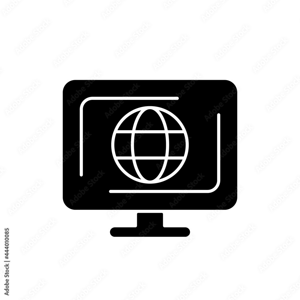 Aufkleber cyberspace black glyph icon. virtual computer world. internet environment. interconnected informatio