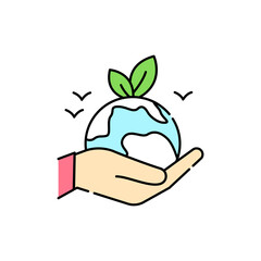 Enviroment protection olor line icon. Pictogram for web page, mobile app, promo