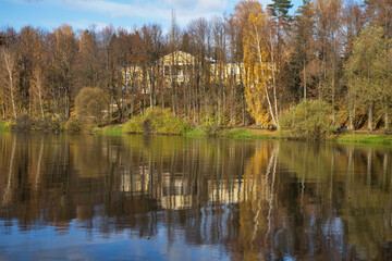 Bank of Desna river near Troitsk town - Troitsky administrative okrug of federal city of Moscow. Russia