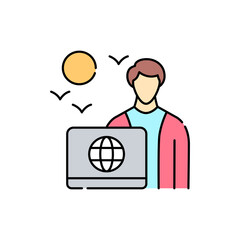 Downshifter olor line icon. Pictogram for web page, mobile app, promo