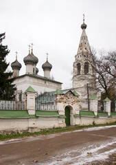 Fototapeta na wymiar Church of St. John Evangelist at Ipatiev (Hypatian) settlement in Kostroma. Russian