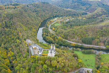 Bird's eye view of Arnstein Monastery on the Lahn / Germany 