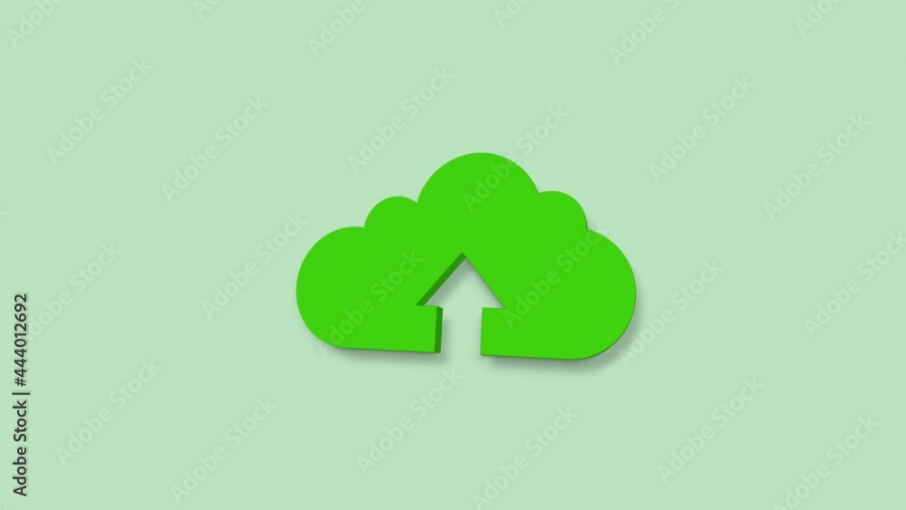 Poster Cloud upload line 3d icon on green background. 4K