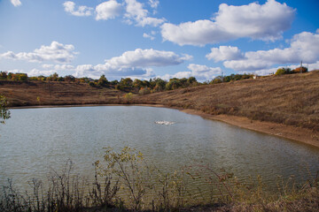 landscape with river and clouds