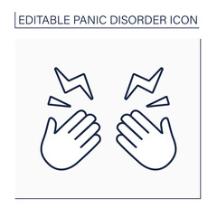 Tingling sensation line icon. Feeling tingling hands, feet, arms and legs. Numbness, or decrease in ability to feel texture.Panic disorder concept. Isolated vector illustration. Editable stroke