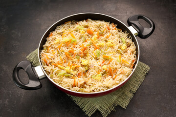 Chinese fried rice and chilly chicken curry Chicken fried rice with vegetables fried eggs basmati grain very popular food in restaurants Kerala Mumbai India Sri Lanka china