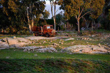 Rusty red truck in Harcourt North, Victoria, Australia