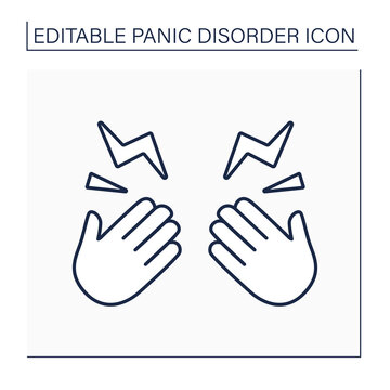 Tingling Sensation Line Icon. Feeling Tingling Hands, Feet, Arms And Legs. Numbness, Or Decrease In Ability To Feel Texture.Panic Disorder Concept. Isolated Vector Illustration. Editable Stroke