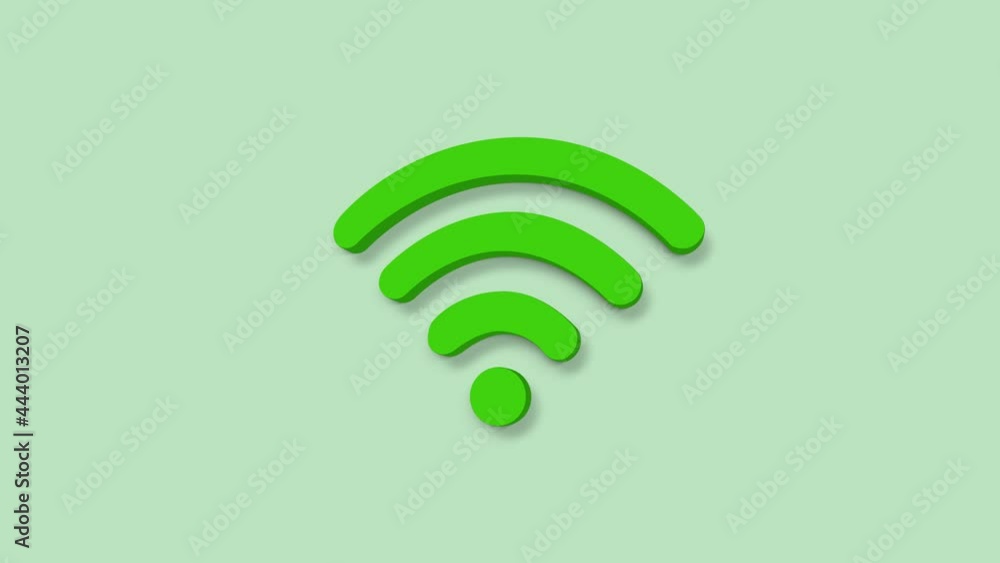 Poster wifi wireless internet network symbol 3d icon isolated on green background.