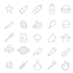 Grill, steak house, barbecue vector icon set. 