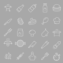 Grill, steak house, barbecue vector icon set. 