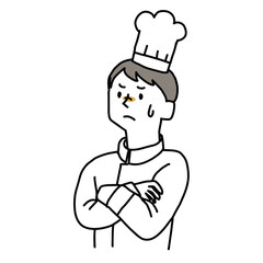 何かを考えているコックさん