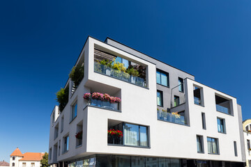 Modern residential house with blue sky