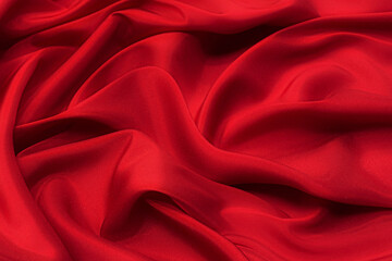 Plakat The texture of the synthetic fabric is red. Background, pattern.
