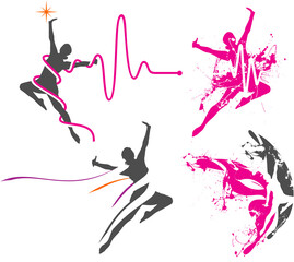 ballet dancer silhouette with ribbon ornament
