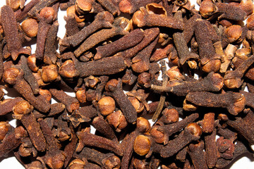 Background of dried cloves.Texture of dried cloves top view.