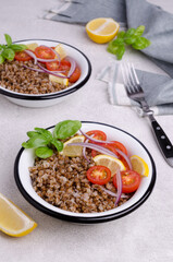 Salad with buckwheat and vegetables