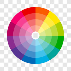 Color wheel isolated circle on transparent background vector illustration