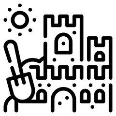 sun sand castle line icon