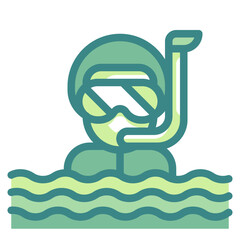 snorkel man blue line icon