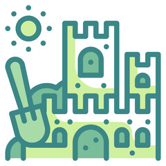 Obraz premium sun sand castle blue line icon