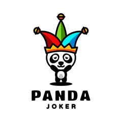 Simple Mascot Logo Design Panda Joker. Abstract, emblem, design, concept, logo, logotype, element