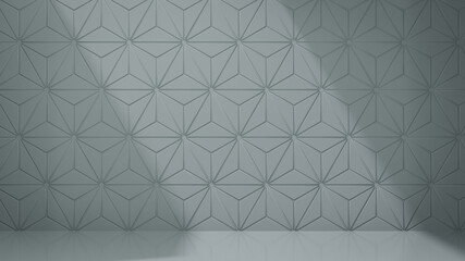 3D rendering background. Gray graphic emboss pattern wall with sun light shadow. Image for presentation.