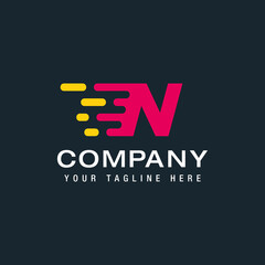 Letter N with Delivery service logo, Fast Speed, Moving and Quick, Digital and Technology for your Corporate identity