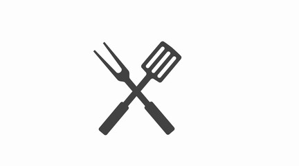 Barbecue icon. Vector black and white isolated illustration of barbecue or grill tools