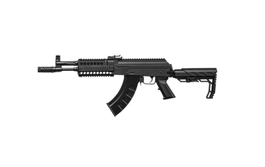 A pneumatic copy of a Russian machine gun. Modern airsoft weapons. Isolate on a white background.