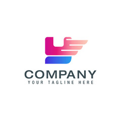 Fototapeta premium Initial Y Letter Logo With wings Creative Modern Business Typography Vector Template.
