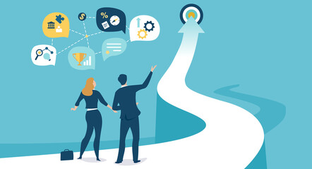 Planning successful business strategy. Business vector illustration