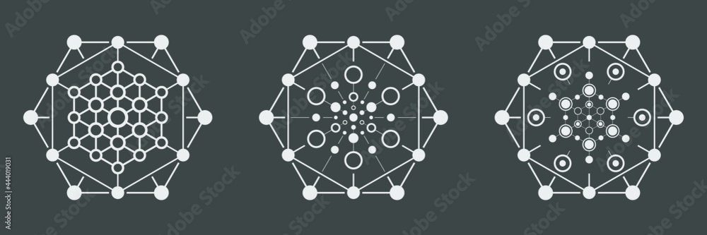 Poster abstract vector white hexagon on a black background. hexagonal shape symbol.