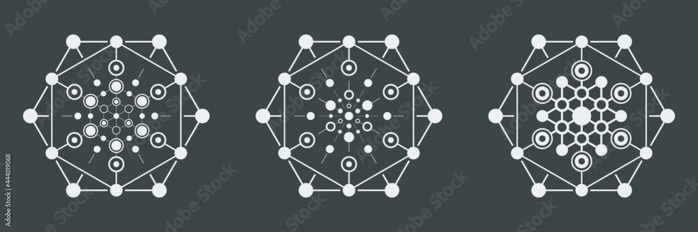 Aufkleber abstract vector white hexagon on a black background. hexagonal shape symbol.