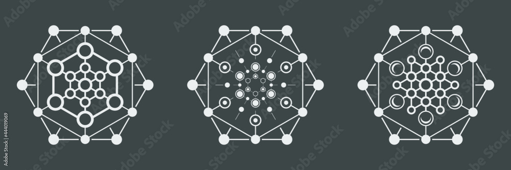Poster abstract vector white hexagon on a black background. hexagonal shape symbol.