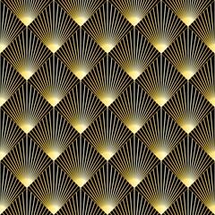 Art Deco seamless pattern . Geometric black and gold. Luxury vintage or antique . Art Deco background. Vector