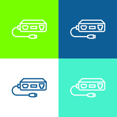 Naklejka premium Adapter Flat four color minimal icon set