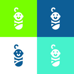 Baby Boy Flat four color minimal icon set