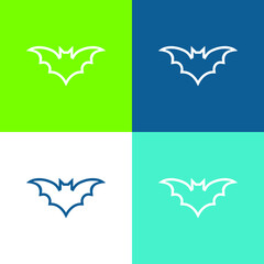 Bat Outline Flat four color minimal icon set