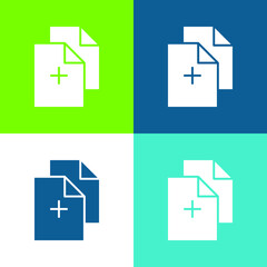 Add Documents Flat four color minimal icon set