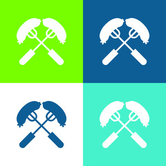 Barbecue Flat four color minimal icon set