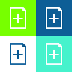 Obraz premium Add A Document Interface Symbol Flat four color minimal icon set