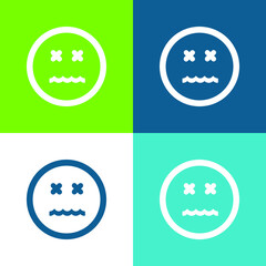 Annulled Emoticon Square Face Flat four color minimal icon set