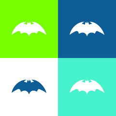 Bat With Rounded Sharp Wings Variant Flat four color minimal icon set