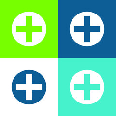 Fototapeta premium Add Button Circle Flat four color minimal icon set