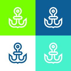 Anchor Flat four color minimal icon set